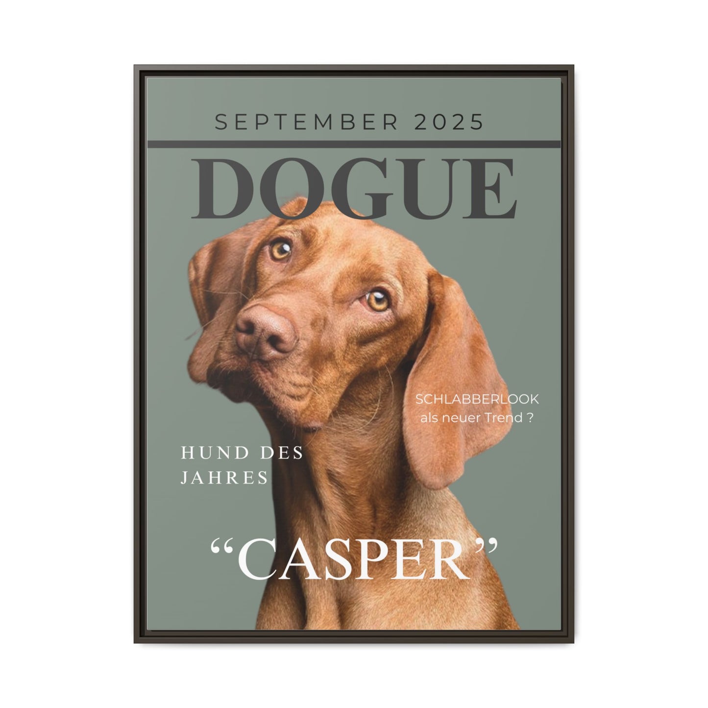 KIRSTENS "DOGUE" Bild mit Rahmen zum personalisieren (Petrol Green)