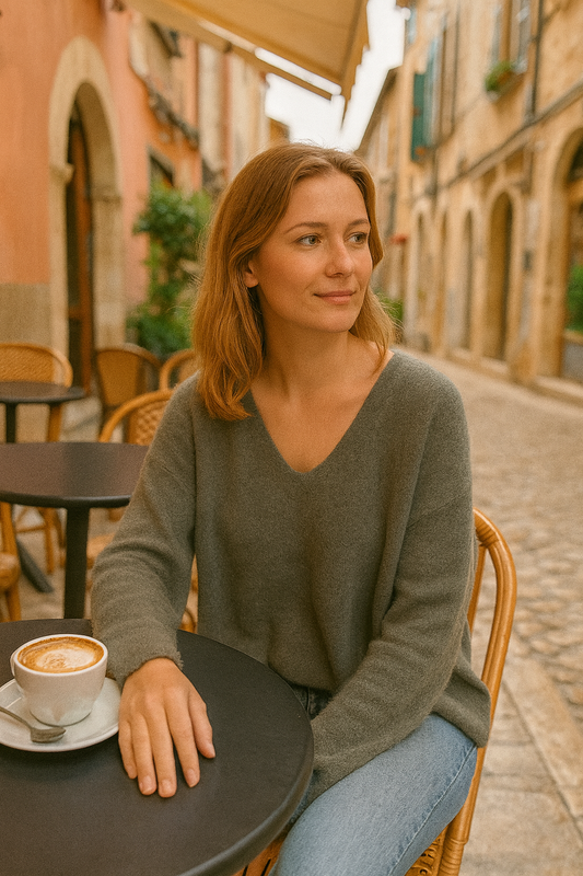 Feiner Kuschelpullover "LARA" in Oliv