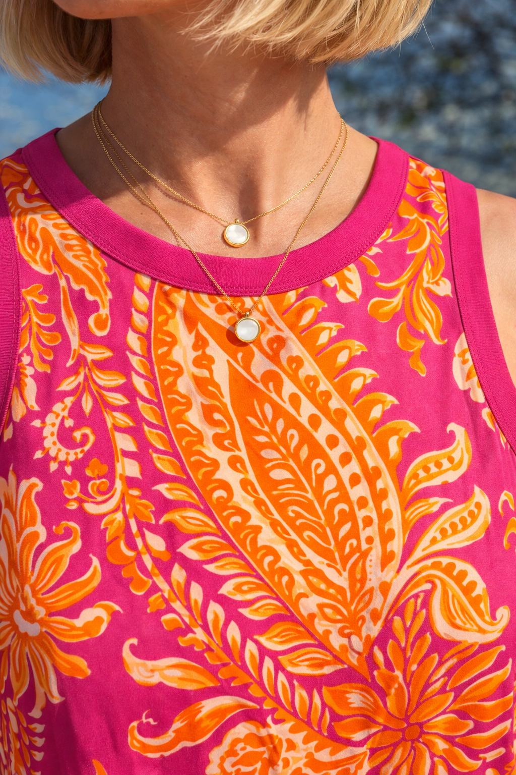 Maxikleid „Sunset Paisley“ – Pink & Orange