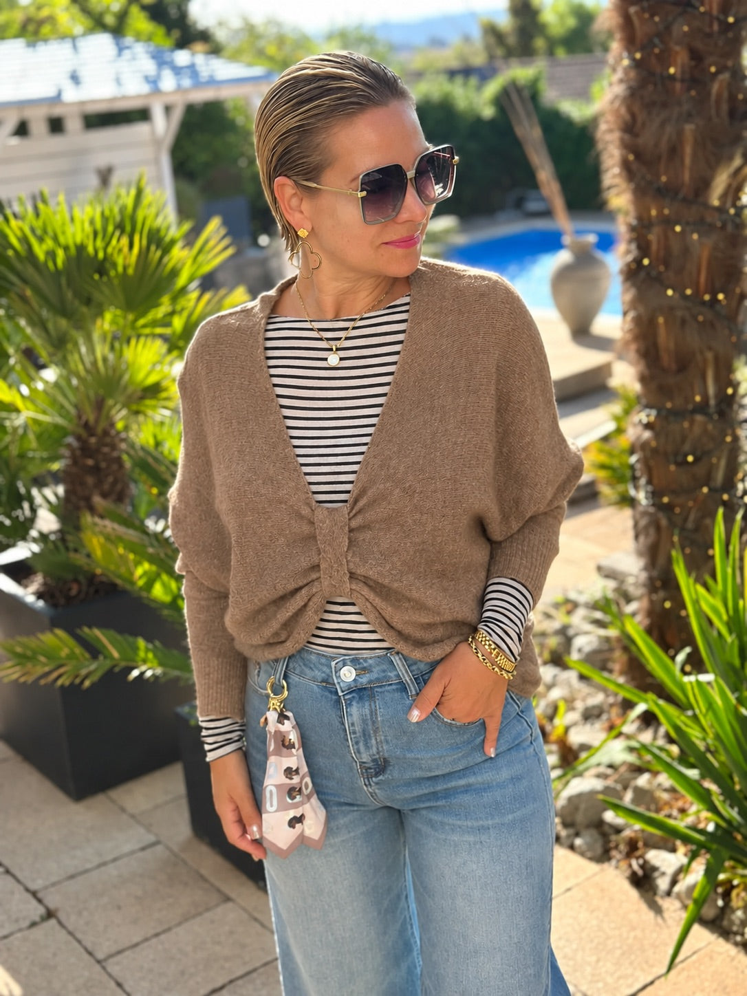 Sweet Bow Strickpullover – Camel