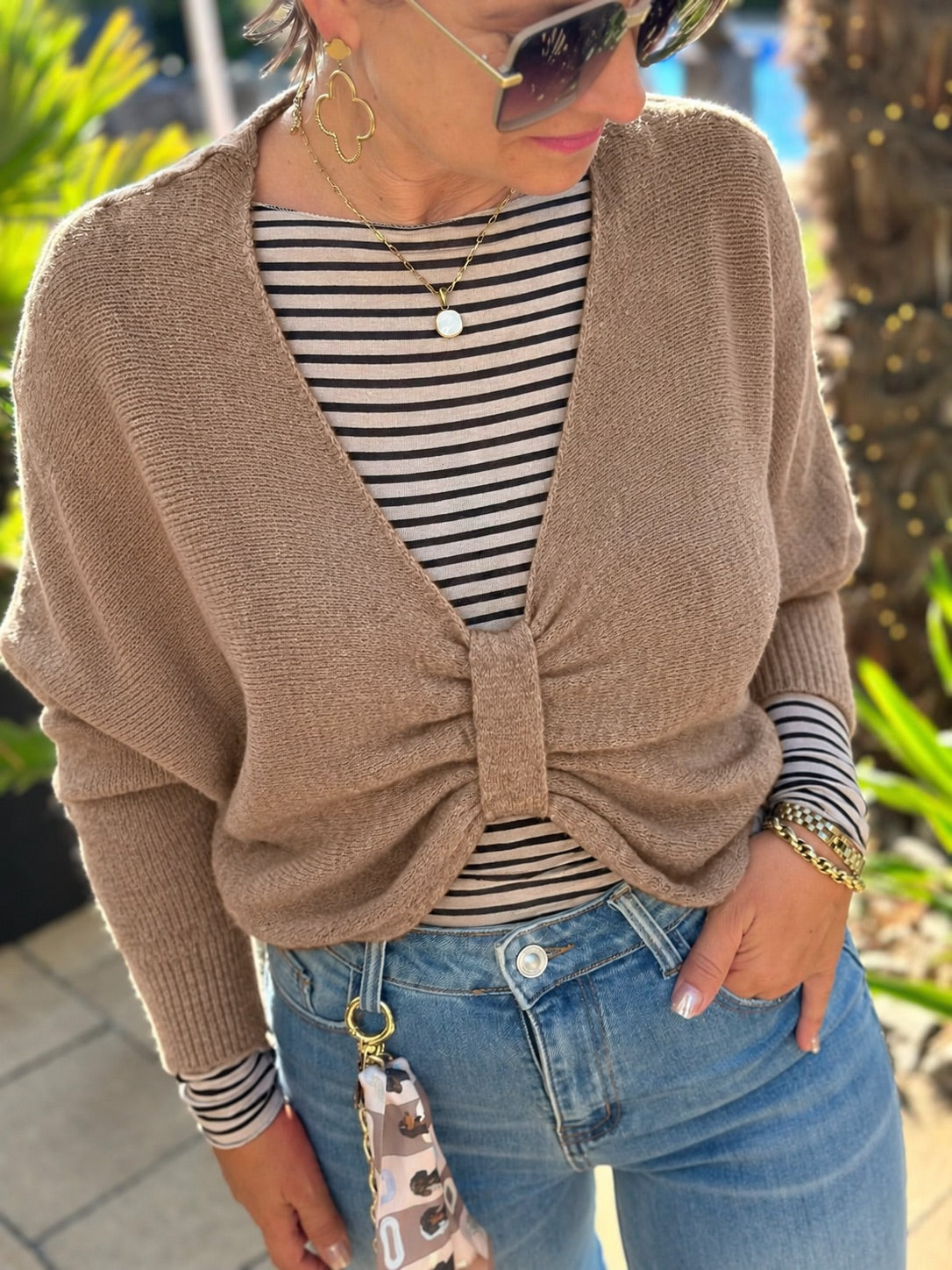 Sweet Bow Strickpullover – Camel