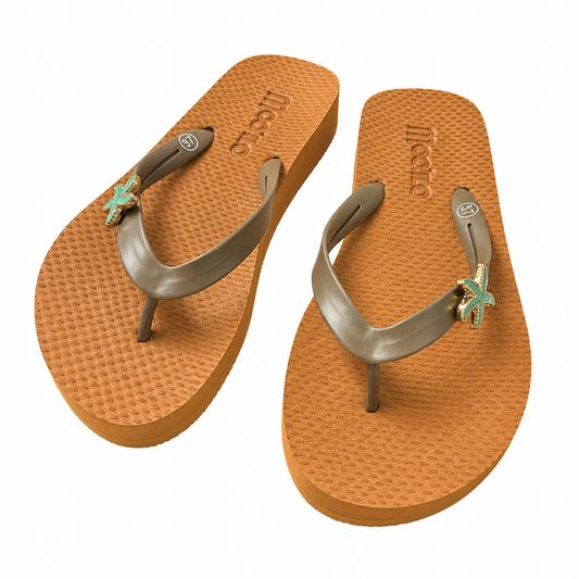 Mooilo Flip Flops Desert Star – Braun mit Seestern-Detail