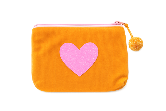 Frau Heidelberg - Velvet Pouch „HERZ“ in Orange