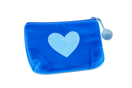 Frau Heidelberg - Velvet Pouch „HERZ“ in Royal-Blau