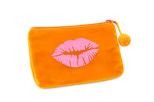 Frau Heidelberg - Velvet Pouch „LIPS“ in Orange