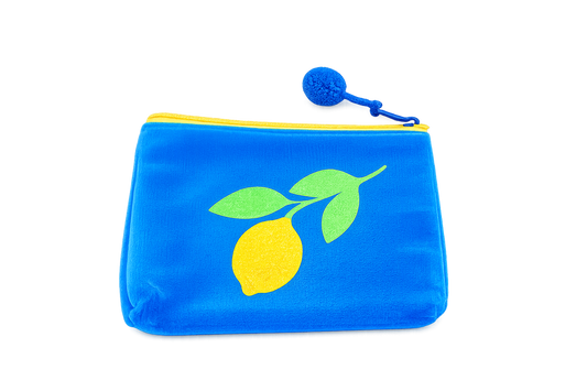 Frau Heidelberg - Velvet Pouch „CITRUS“ in Royal-Blau