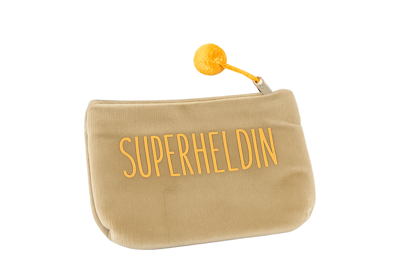 Frau Heidelberg - Velvet Pouch „SUPERHELDIN“ in Camel