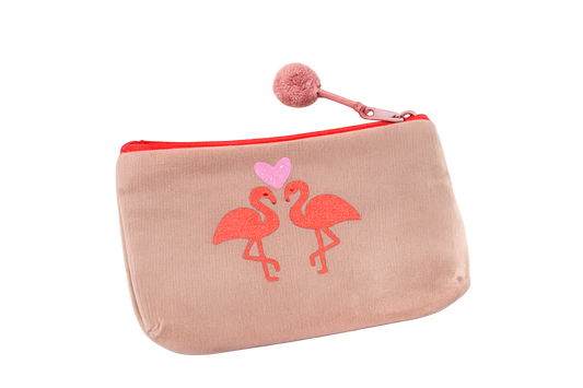Frau Heidelberg - Velvet Pouch „Flamingo Love“ in Terrakotta