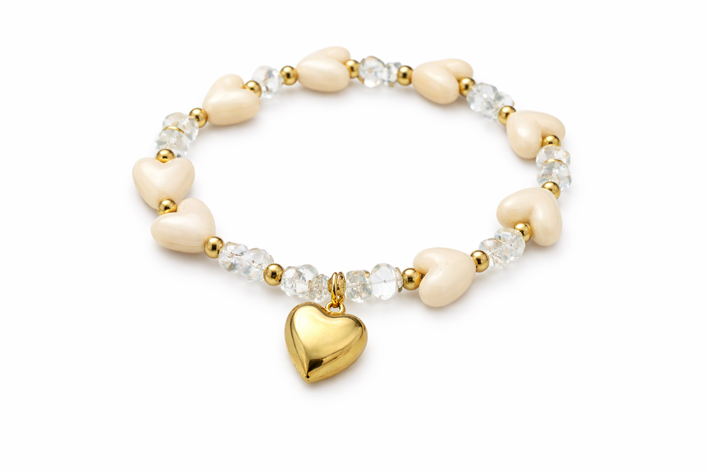 Golden Heart Love Armband – Soft & Romantic