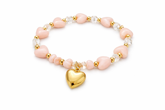 Golden Heart Blush Armband – Soft Pink Love