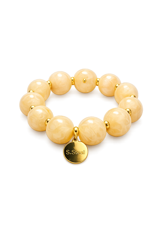 Golden Glow Armband – Elegante Perlenliebe in Creme & Gold