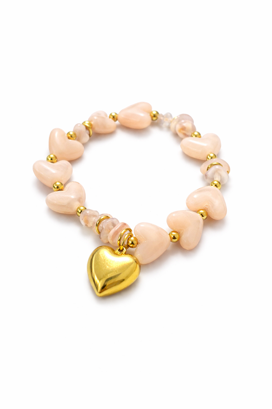 Sweet Heart Armband – Zarte Herzperlen in Rosé & Gold