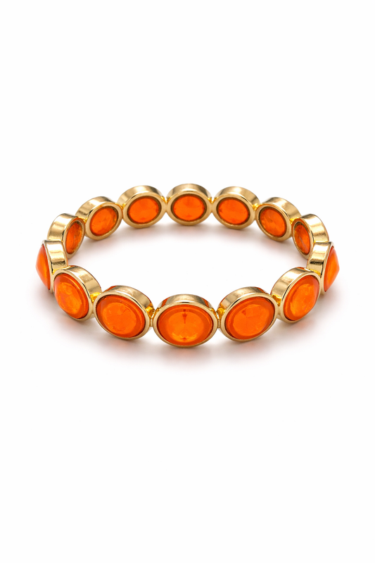 Statement Armband „Orange Glow“ – elastisch & goldfarben