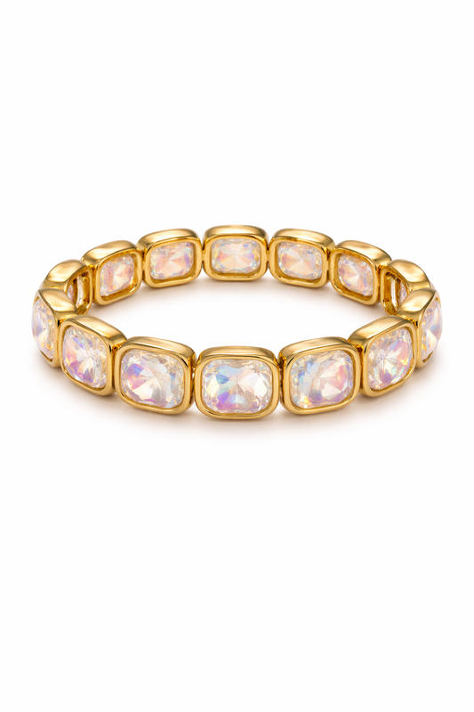 Elegantes Armband „Crystal Glow“ – elastisch & goldfarben