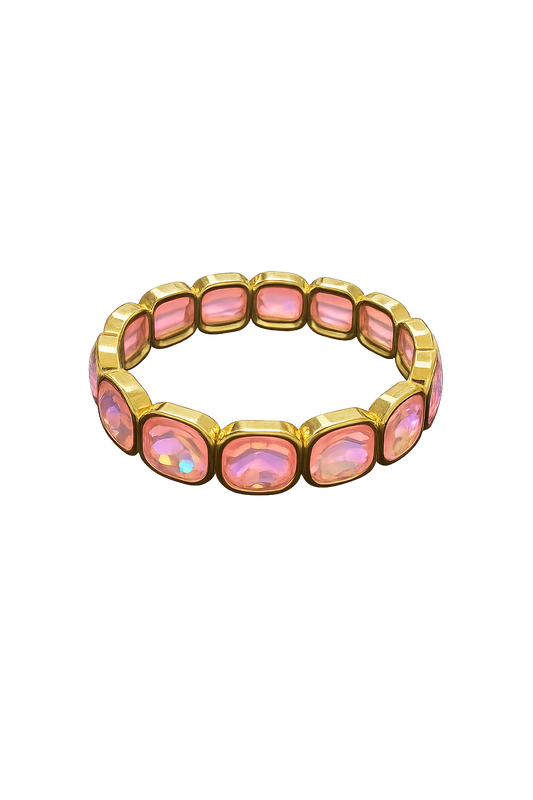 Statement Armband „Rosé Glow“ – elastisch & goldfarben