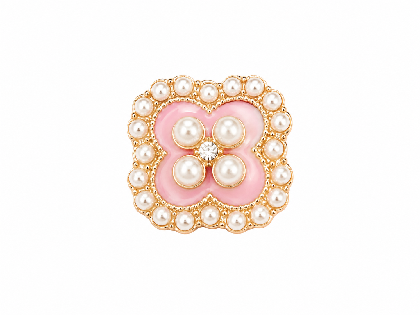 Brosche "Pearl Clover Rosé"
