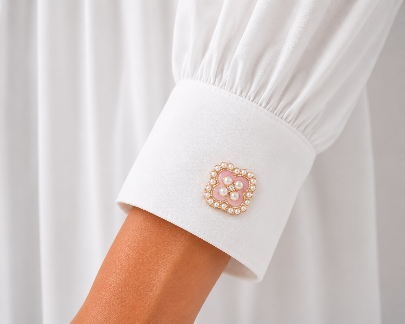 Brosche "Pearl Clover Rosé"