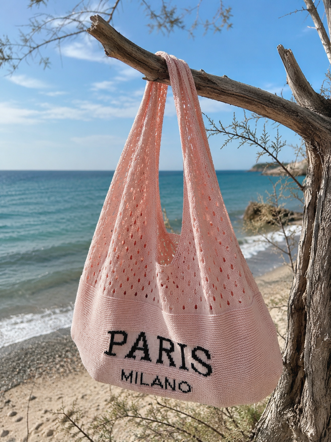 Stricktasche „Paris Milano“ in Rosa