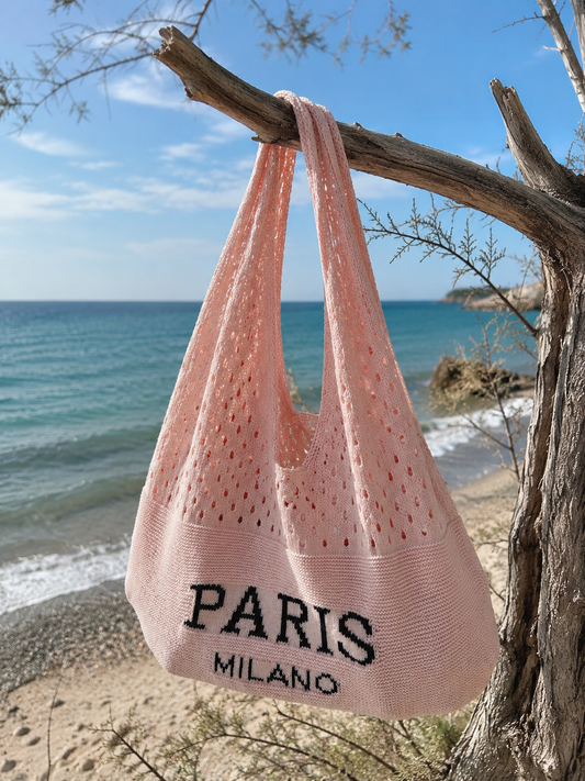 Stricktasche „Paris Milano“ in Rosa
