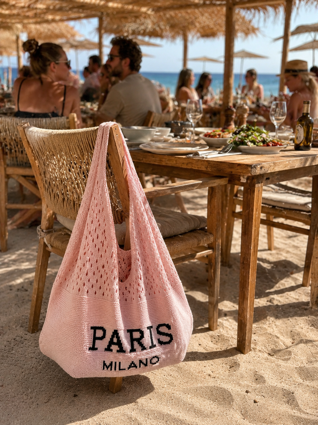 Stricktasche „Paris Milano“ in Rosa