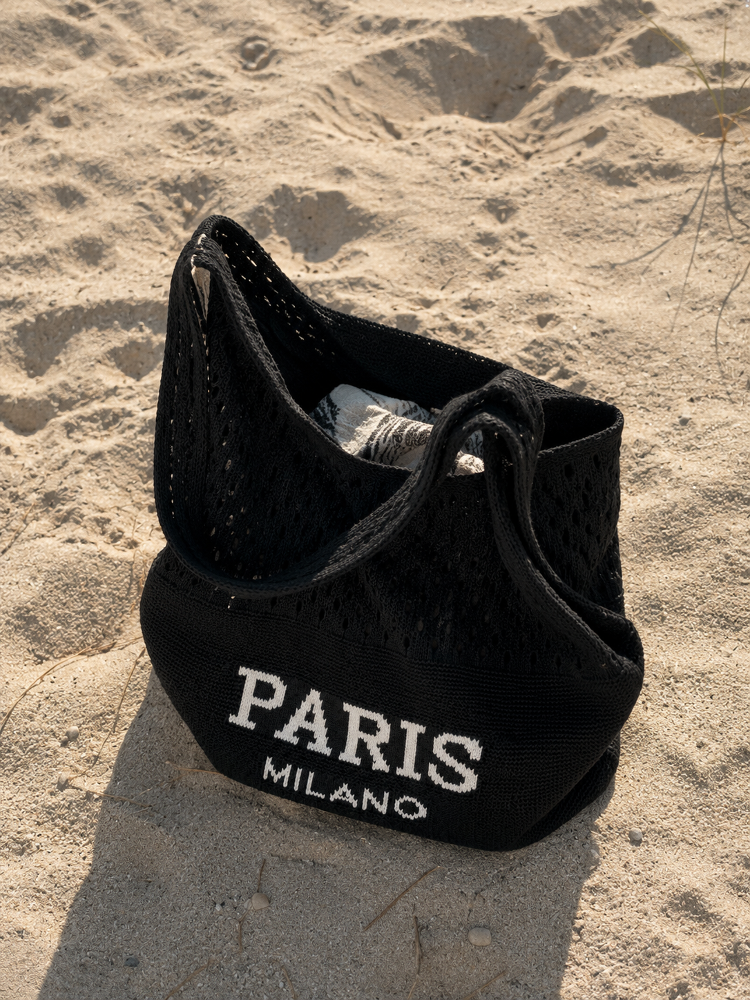 Stricktasche „Paris Milano“ in Schwarz