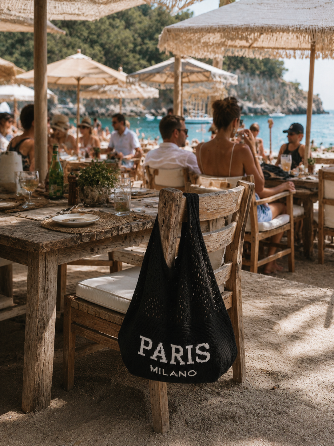 Stricktasche „Paris Milano“ in Schwarz