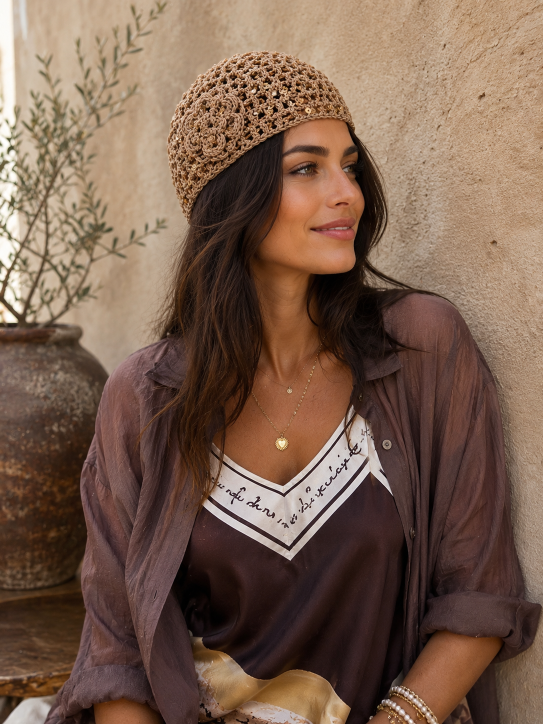 Boho Mütze Golden Glow