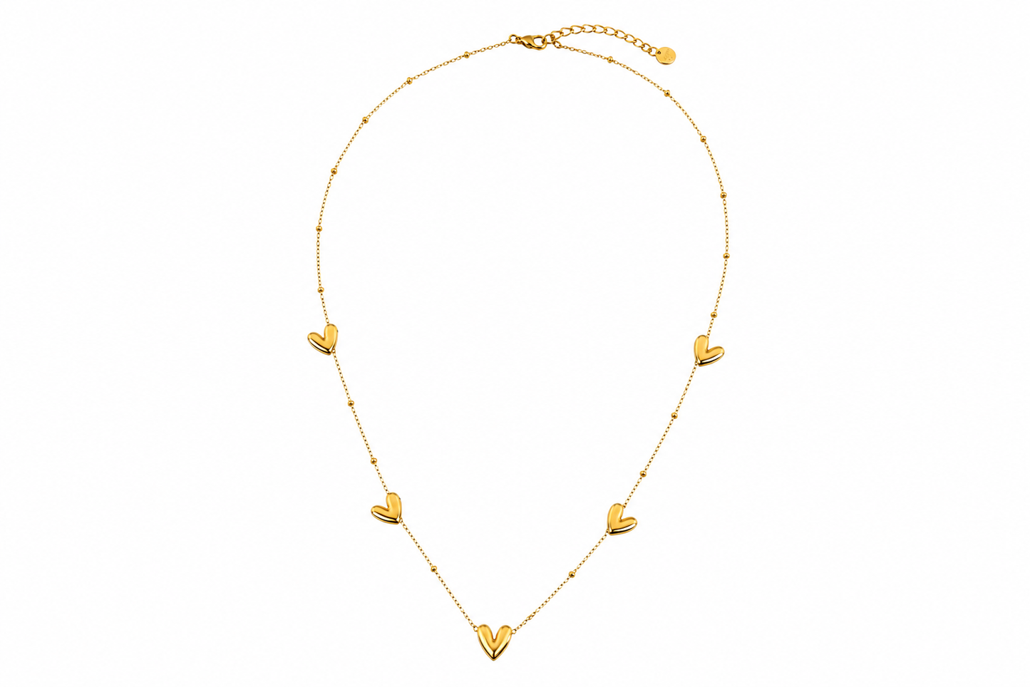 Süße Goldkette mit fünf Herzen