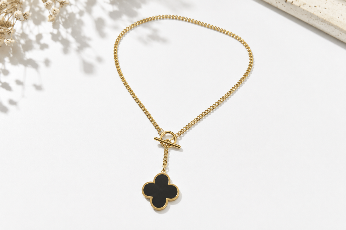 Kurze Kleeblatt-Kette (Gold)