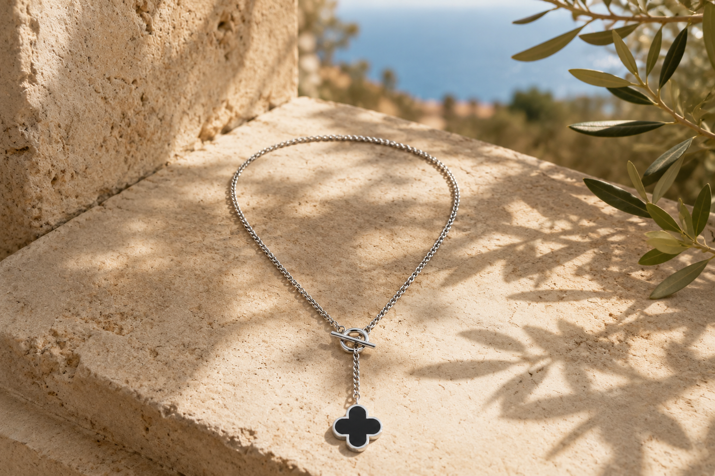 Kurze Kleeblatt-Kette (Silber)