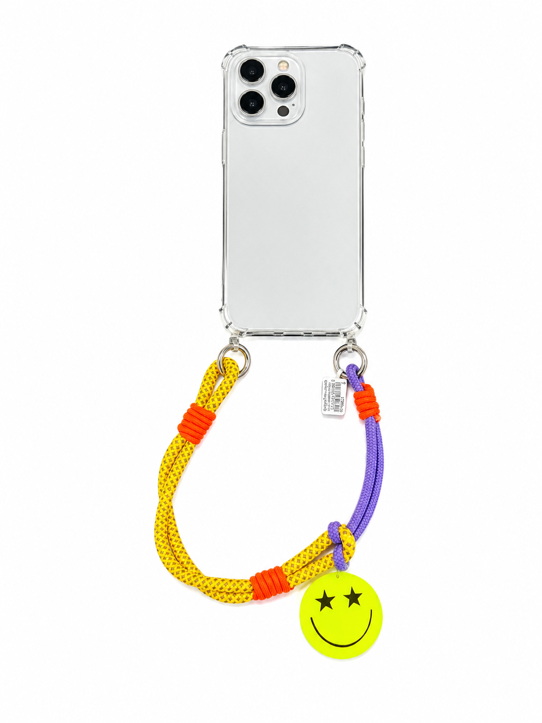 Kurze Handykette – Smiley Neon Gelb