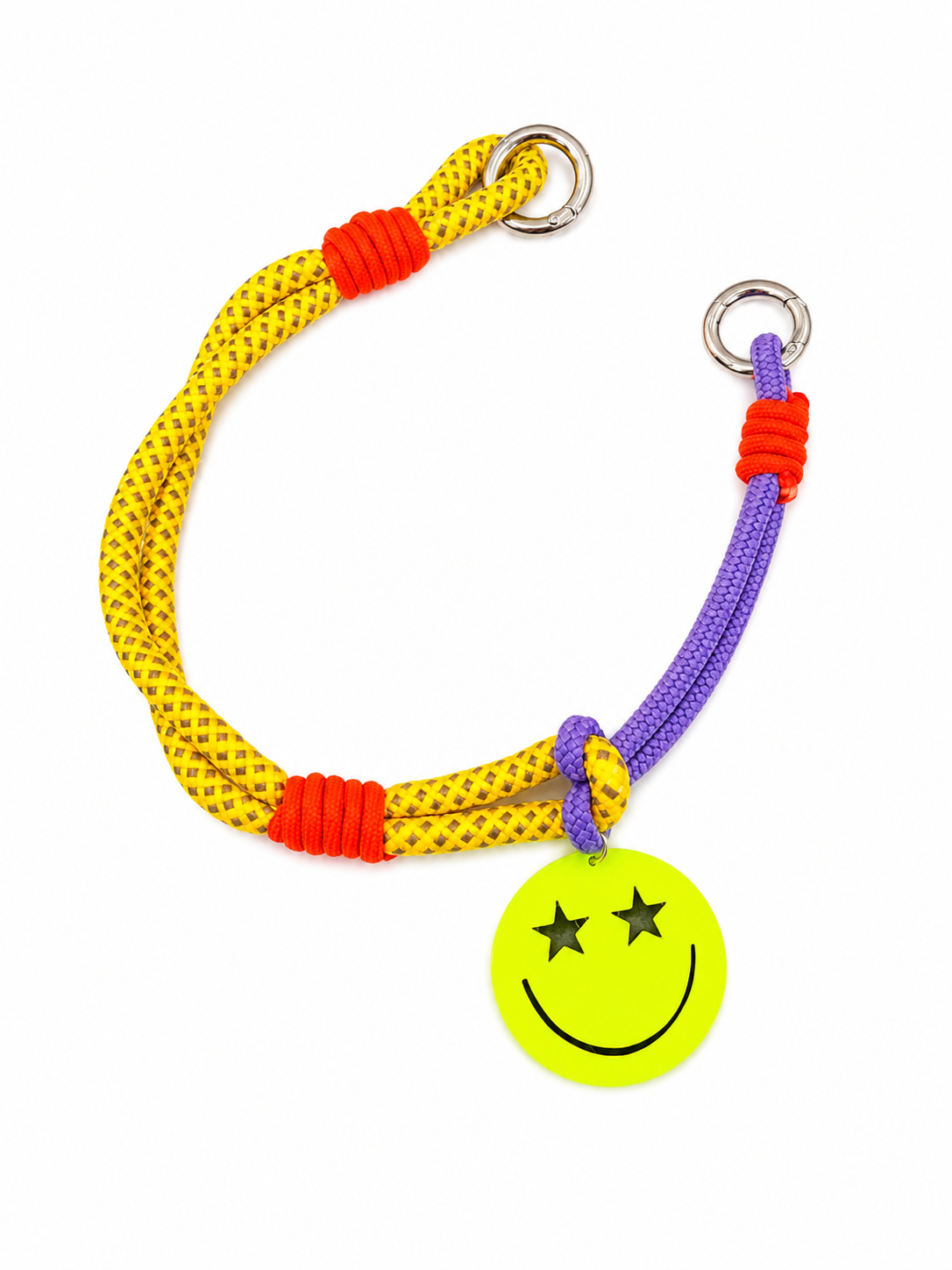 Kurze Handykette – Smiley Neon Gelb