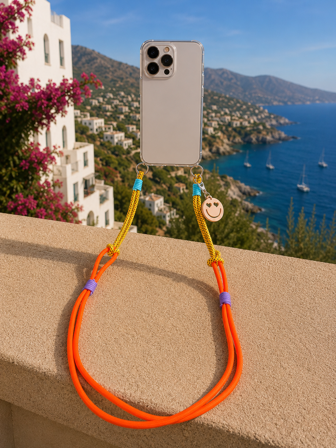 Lange Handykette – Smiley Star Gelb