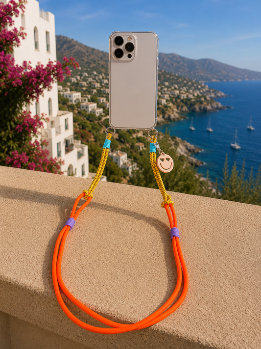 Lange Handykette – Smiley Star Gelb