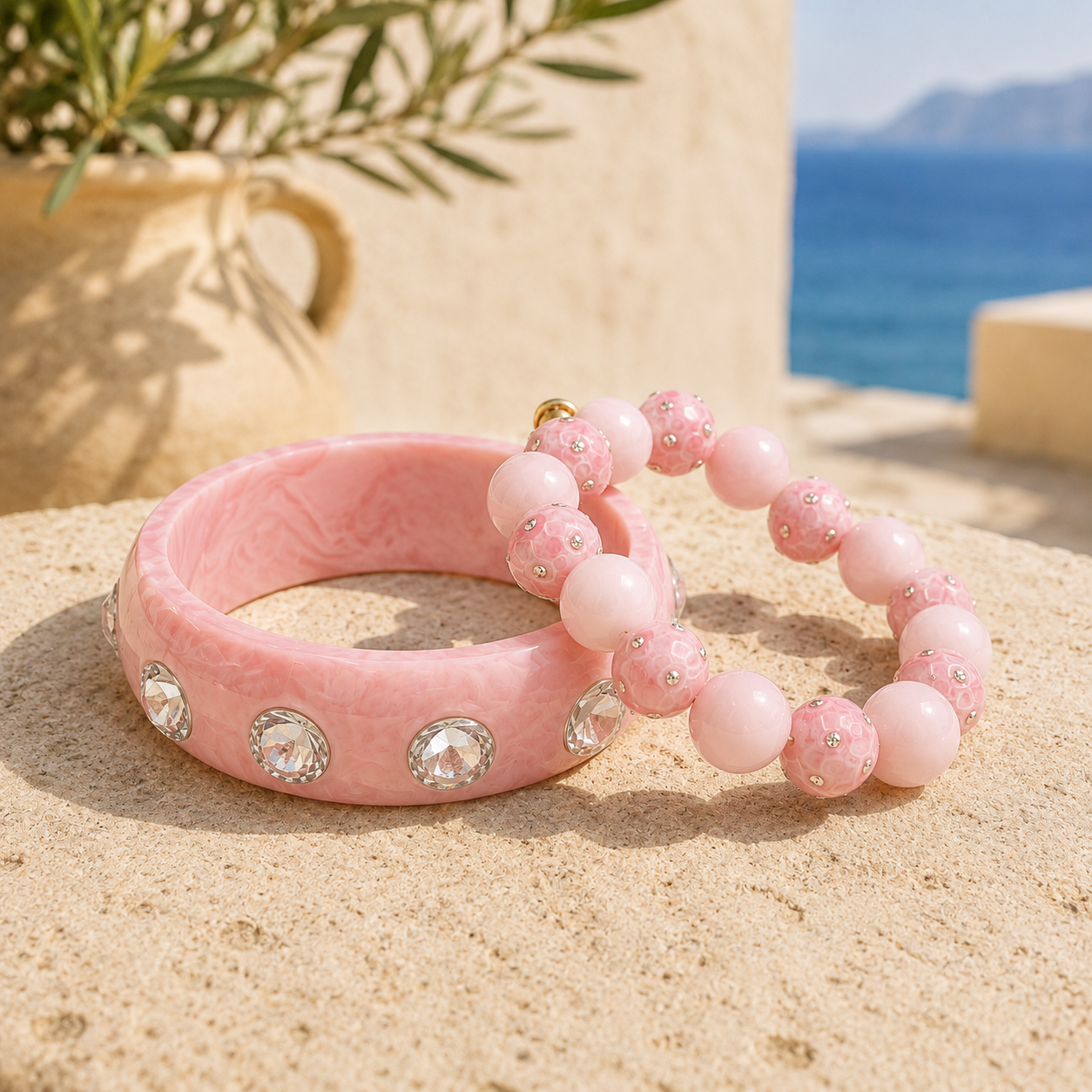 Armband-Set "Coastal Glow" in Rosé