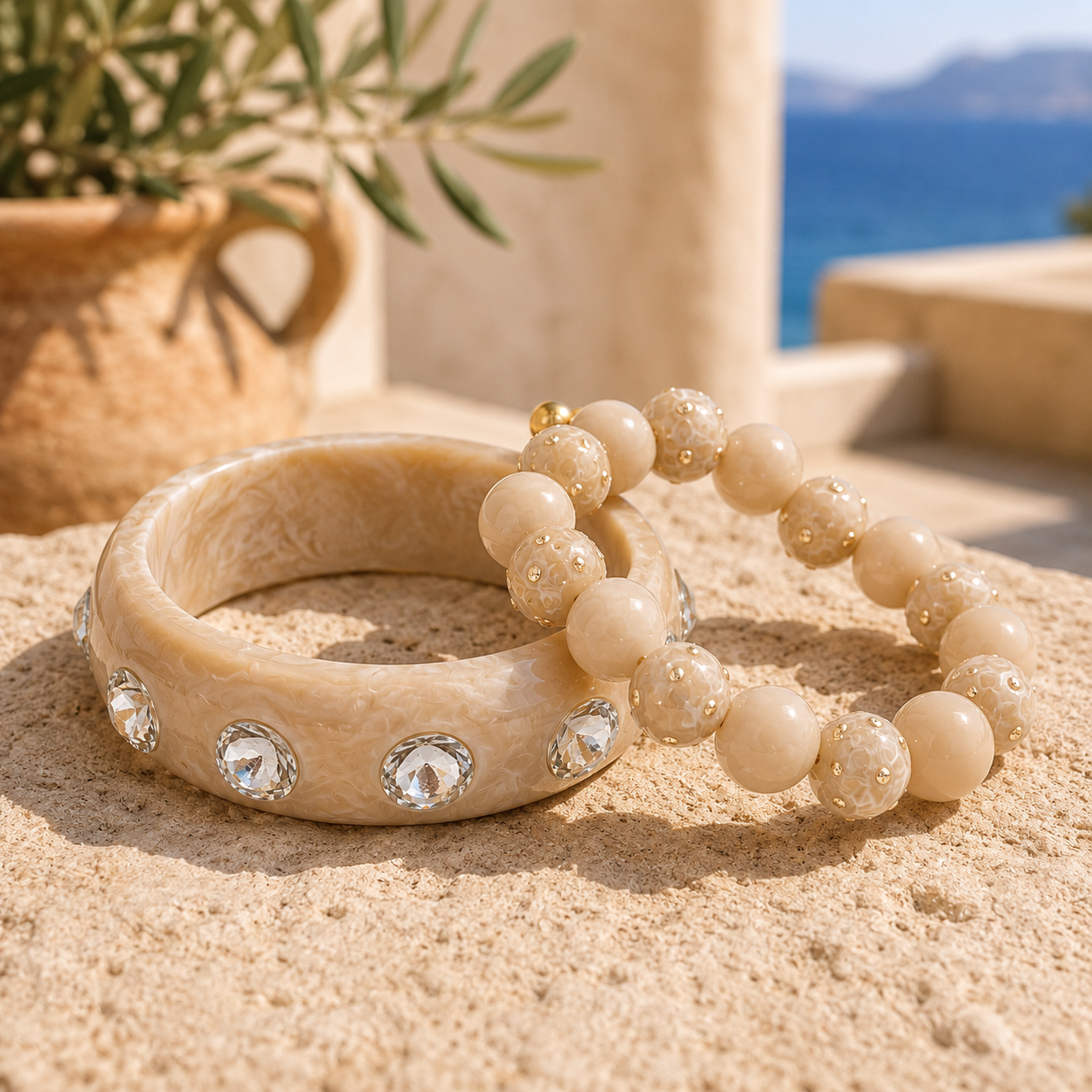 Armband-Set "Coastal Glow" in Sand