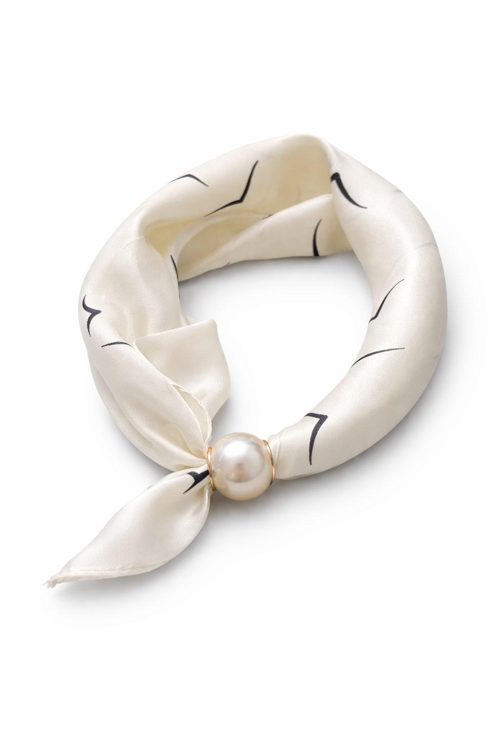 Halstuch Minimal Chic mit Perlenverschluss – Ivory