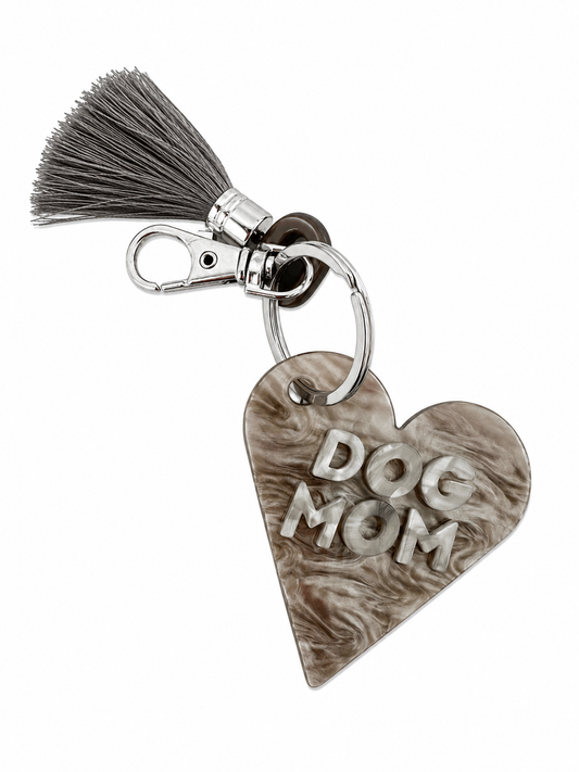 Dog Mom Herz Schlüsselanhänger – Marble Grey