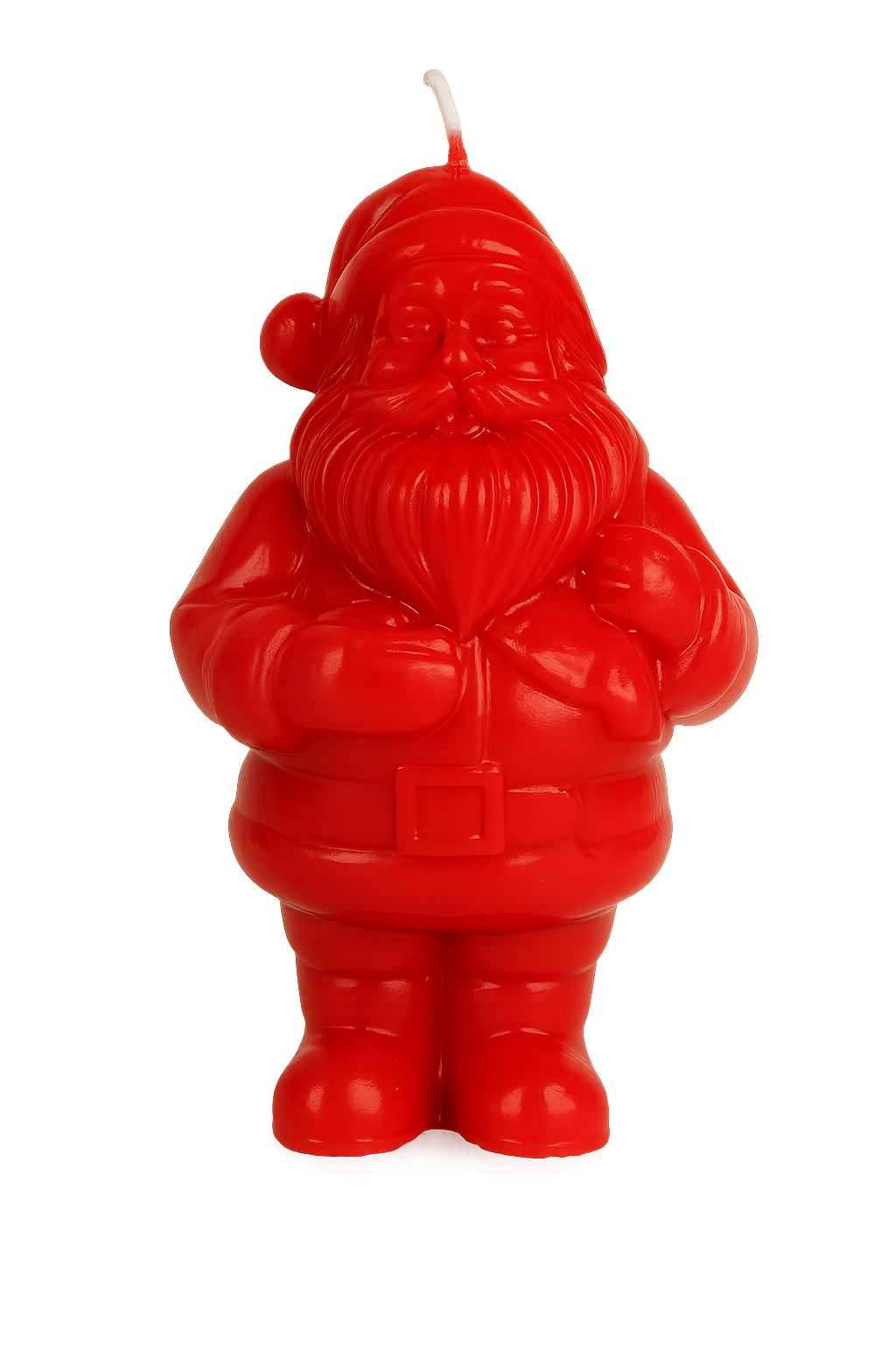 Objektkerze Nikolaus Samt-Lack in Rot
