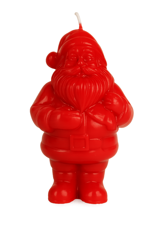 Objektkerze Nikolaus Samt-Lack in Rot