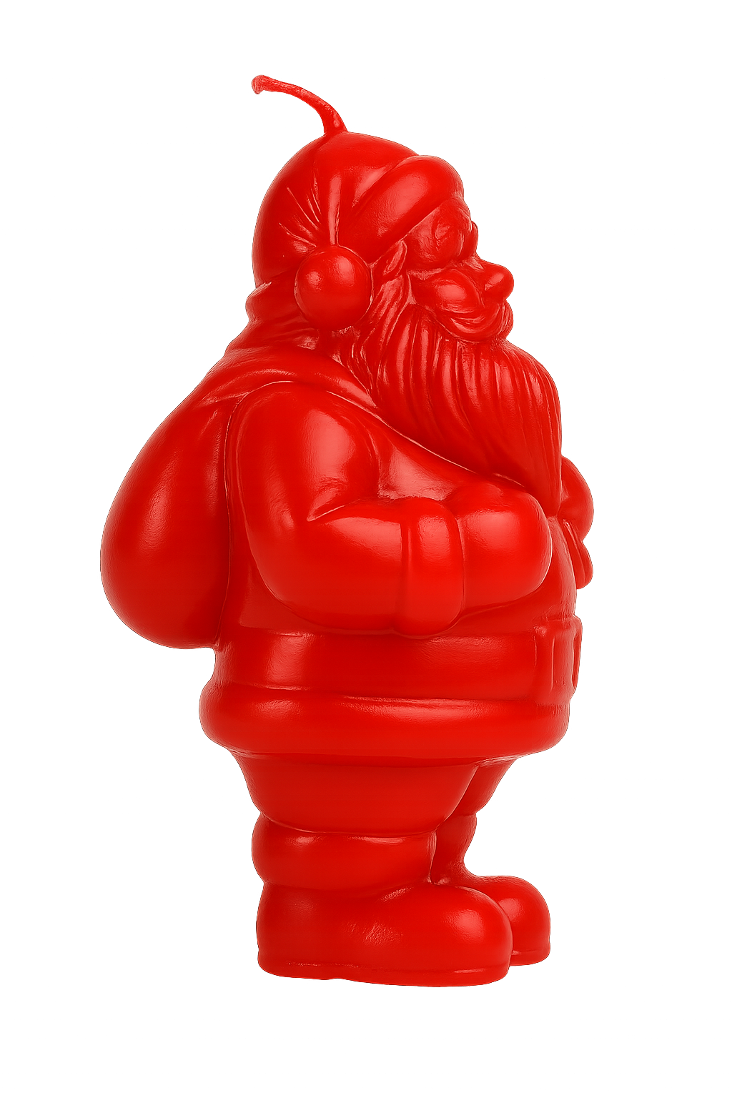 Objektkerze Nikolaus Samt-Lack in Rot
