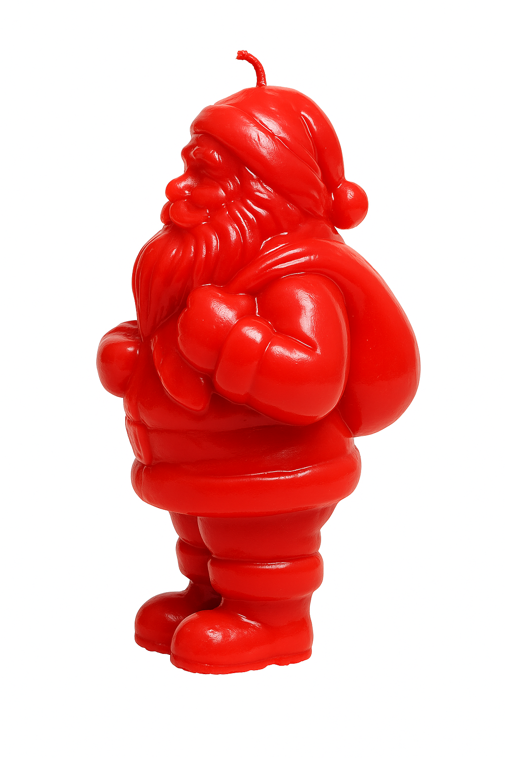 Objektkerze Nikolaus Samt-Lack in Rot