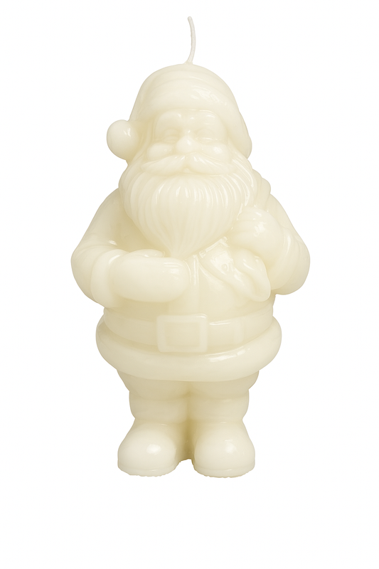 Objektkerze Nikolaus Samt-Lack in Weiss