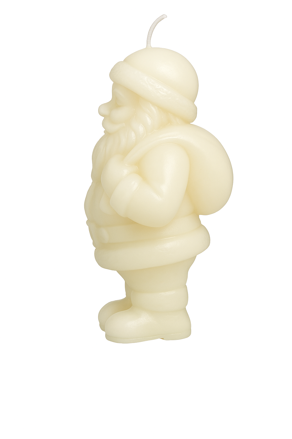 Objektkerze Nikolaus Samt-Lack in Weiss