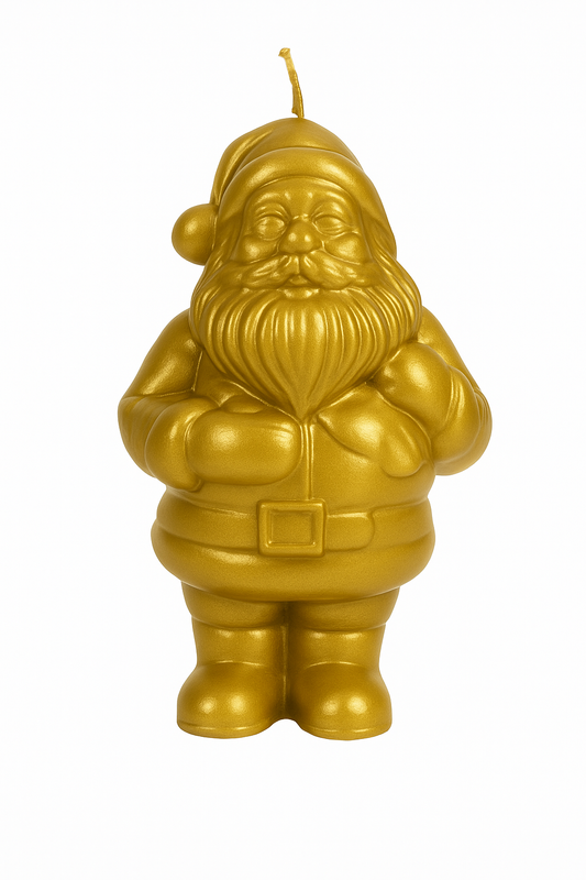 Objektkerze Nikolaus Samt-Lack in Gold
