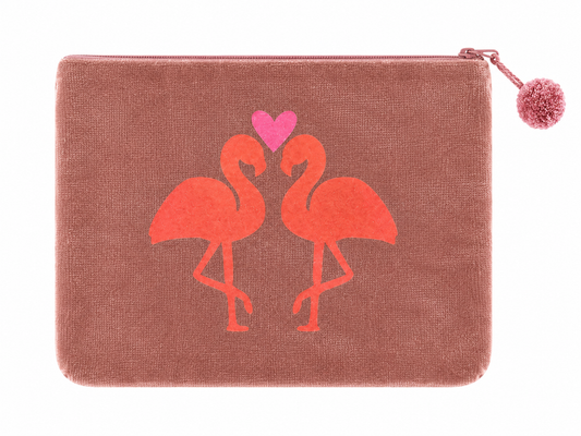 Flamingo Love Samttäschchen