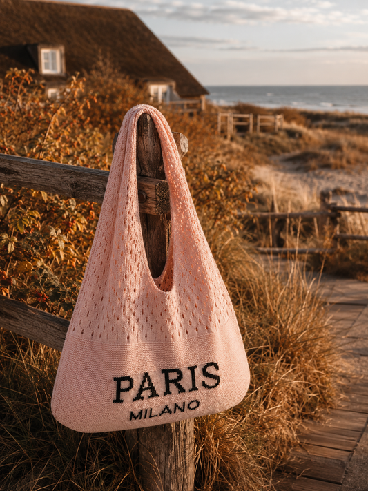 Stricktasche „Paris Milano“ in Rosa