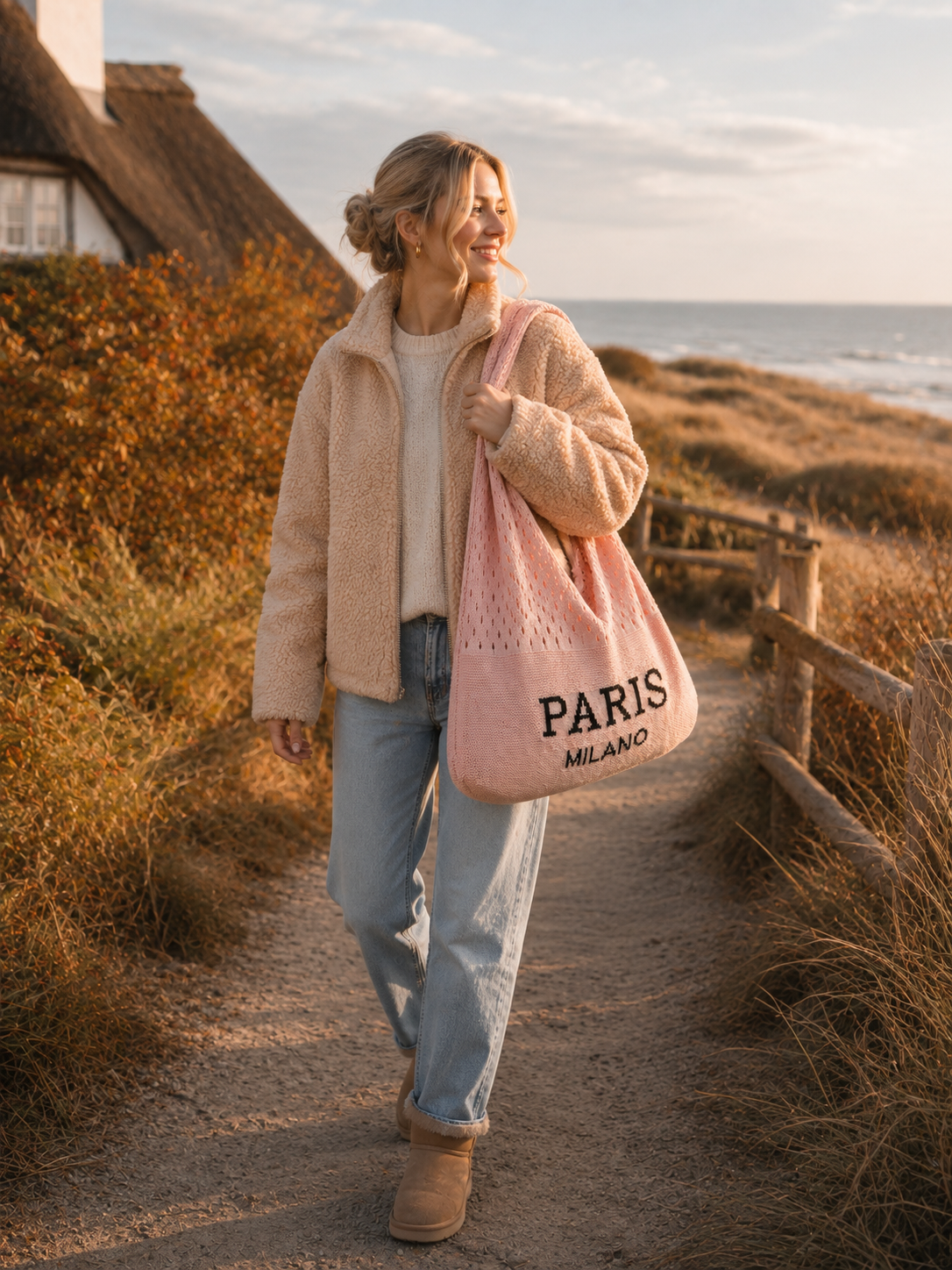 Stricktasche „Paris Milano“ in Rosa
