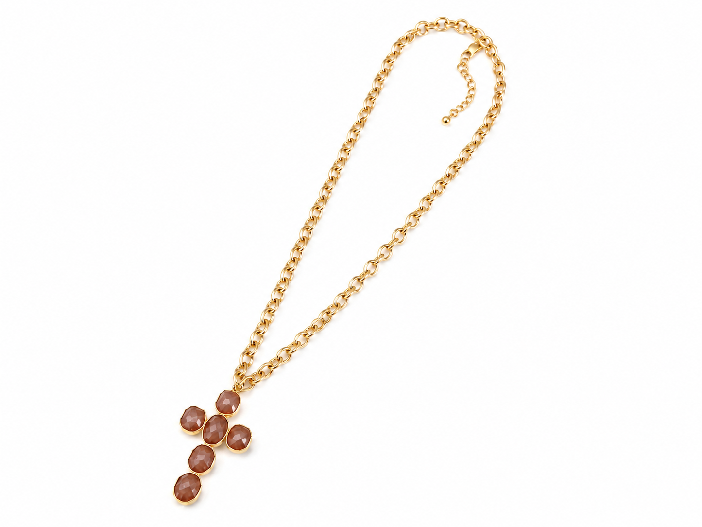 Statement-Kette mit braunem Kreuz-Anhänger