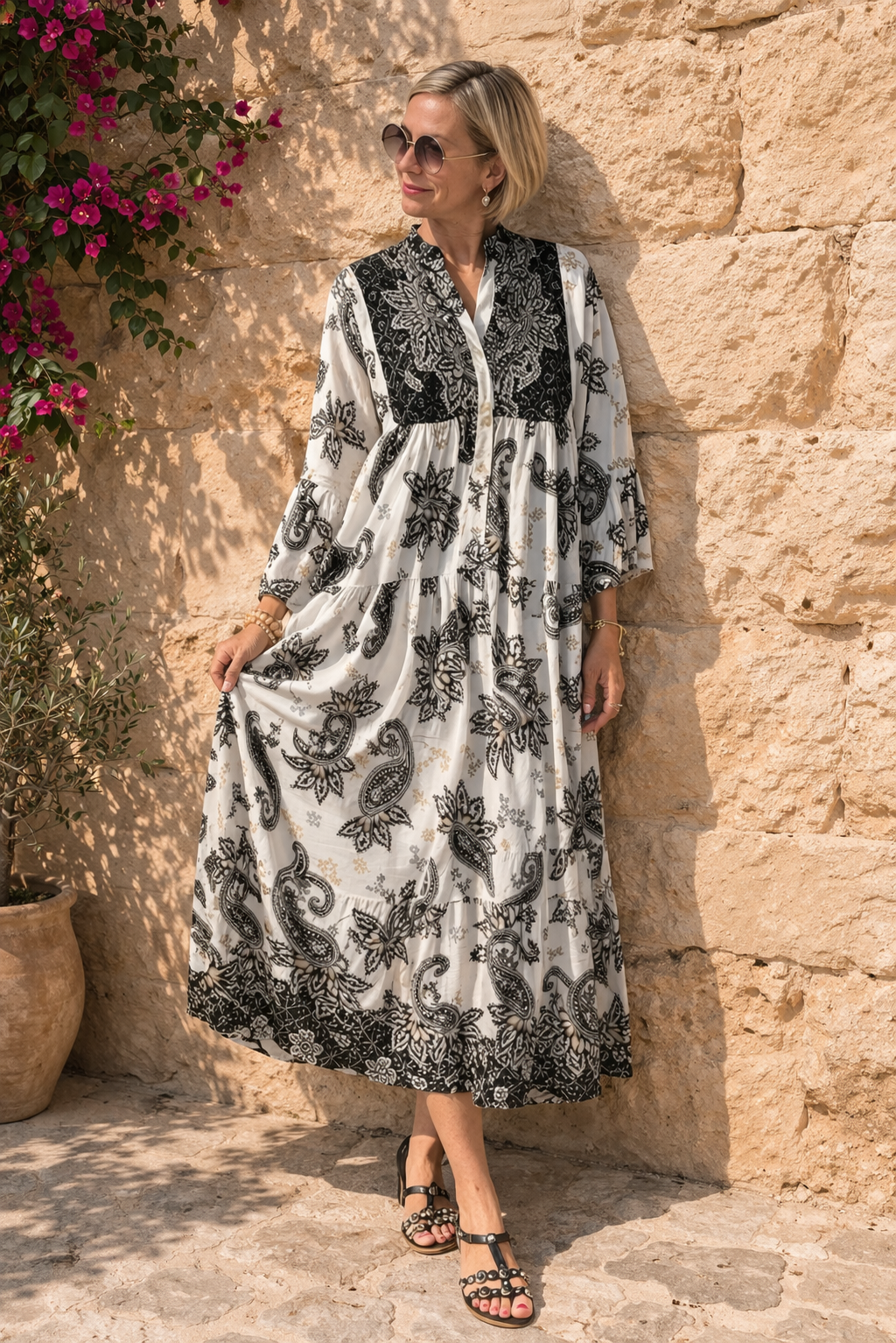 Boho Maxi Kleid „Midnight Paisley“